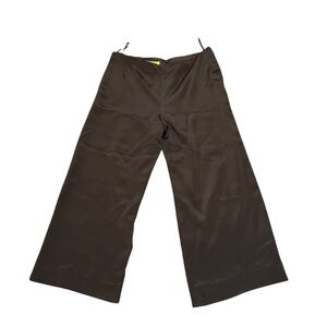 Flores & Flores Elegant Brown Silk Wide-Leg Pants. Size 16. VGUC